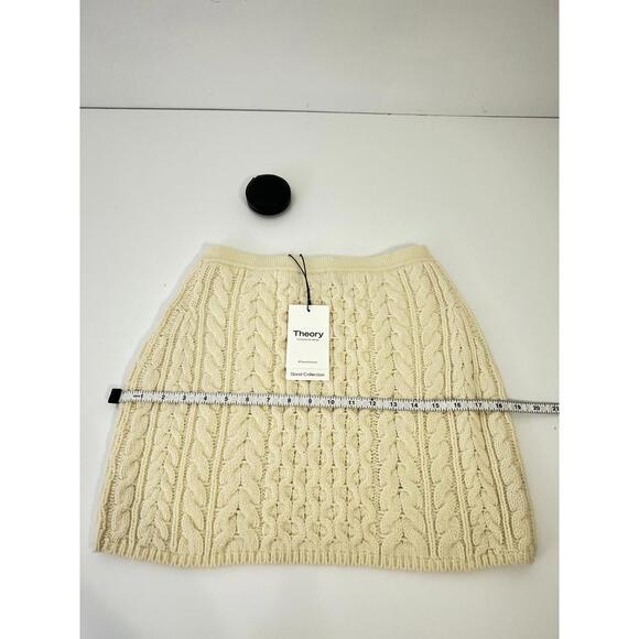 Theory Cable-Knit Felted Wool-Cashmere Mini Skirt, Ivory, Size P - Picture 5 of 8